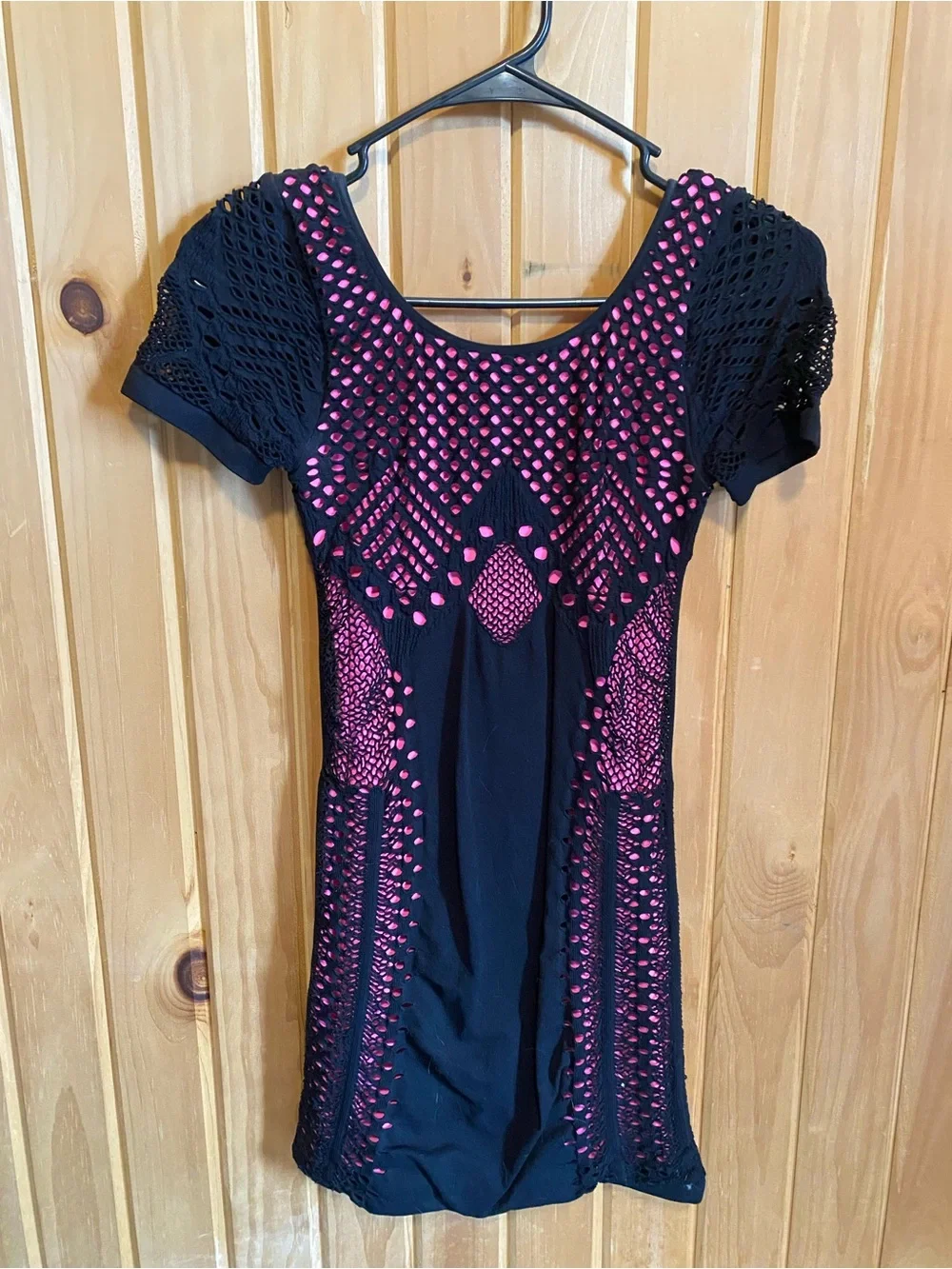 Black and Pink Cutout Body-con Dres